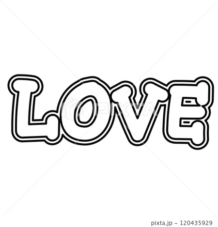 Outline of LOVE letters for Valentine's Day, font, typography, text, message, cute patches, shirt print, brooch, girl power, sticker, sign, label, wedding card, kid colouring book, art, painting, ads Outline of LOVE letters for Valentine's Day, font, typography, text, message, cute patches, shirt print, brooch, girl power, sticker, sign, label, wedding card, kid colouring book, art, painting, ads 120435929