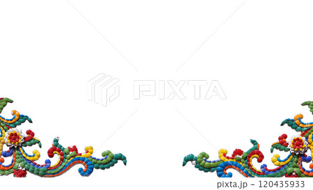 This image captures a colorful and intricate mosaic artwork on a white background. The symmetrical placement of the mosaic designs on the bottom corners creates a decorative and vibrant border, This image captures a colorful and intricate mosaic artwork on a white background. The symmetrical placement of the mosaic designs on the bottom corners creates a decorative and vibrant border, 120435933
