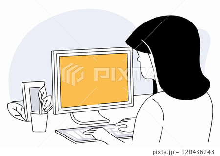 オフィスでパソコン操作をする女性 120436243