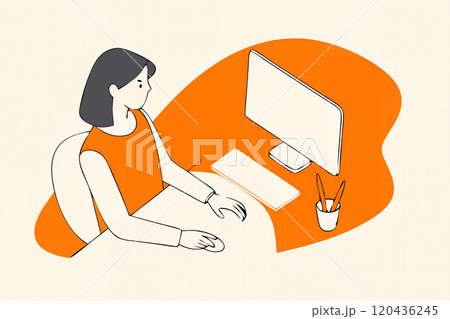 オフィスでパソコン操作をする女性 120436245