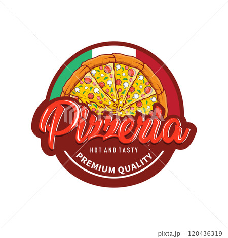 authentic italian food design pizza logo illustration pizzeria concept simple retro vintage template 120436319