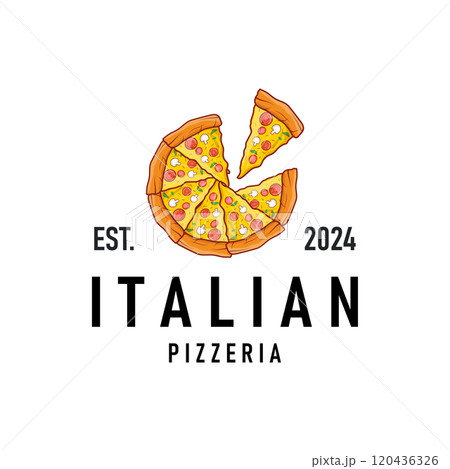 authentic italian food design pizza logo illustration pizzeria concept simple retro vintage template authentic italian food design pizza logo illustration pizzeria concept simple retro vintage template 120436326