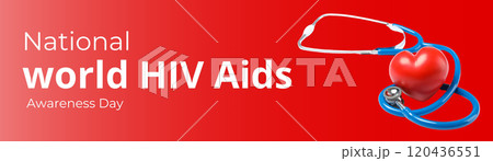AIDS day, phonendoscope and heart on red background with text 120436551