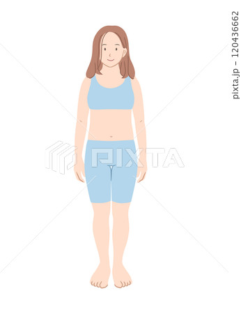 普通体型の女性の全身イラスト素材 120436662