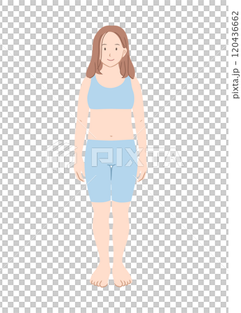 普通体型の女性の全身イラスト素材 120436662