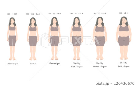 BMIによる女性の体型一覧 120436670