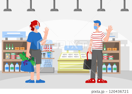 Social Distancing Illustration concept. Flat illustration isolated on white background 120436721