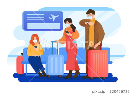 People wearing mask at the airport 120436725