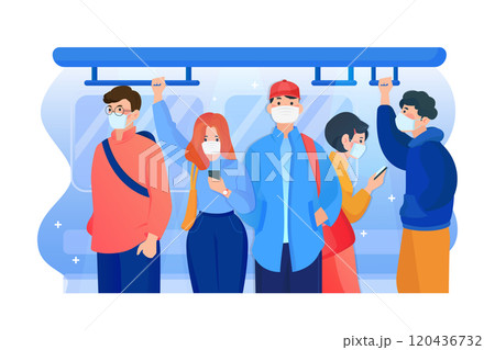 People wearing mask in the subway People wearing mask in the subway 120436732