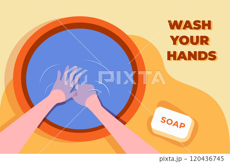 Wash your hands Illustration concept. Flat illustration isolated on white backgroundWash your hands Illustration concept. Flat illustration isolated on white background 120436745