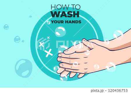 Wash your hands Illustration concept. Flat illustration isolated on white backgroundWash your hands Illustration concept. Flat illustration isolated on white background 120436753