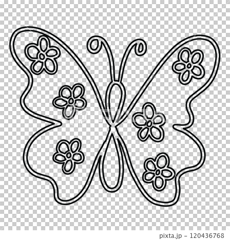 Butterfly outline for animal, tattoo, kid colouring book, art, painting, sketch, spring, summer, zoo, souvenir, cartoon character, comic, mascot, patch, brooch, picnic, park, yard, insect, blossom 120436768