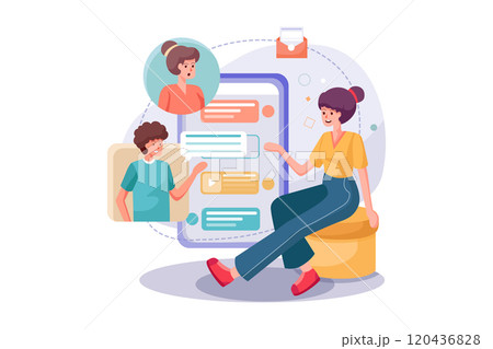 Young woman silhouette with mobile phone for contacts with people 120436828