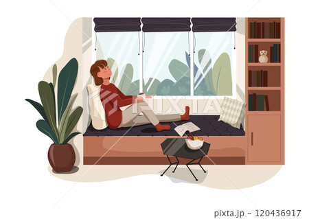 Work from homeWork from home Illustration concept. Flat illustration isolated on white background Work from homeWork from home Illustration concept. Flat illustration isolated on white background 120436917