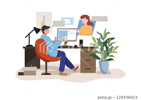 Work from homeWork from home Illustration concept. Flat illustration isolated on white background Work from homeWork from home Illustration concept. Flat illustration isolated on white background 120436923