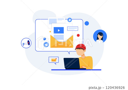 Young man receives many emails 120436926
