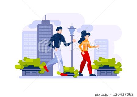 Two people are outdoor jogging. 120437062
