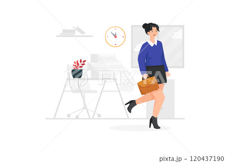 The woman leaves the office with documents on the desk The woman leaves the office with documents on the desk 120437190