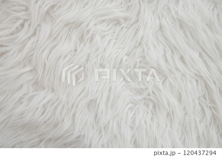 Texture of white faux fur as background, closeup 120437294