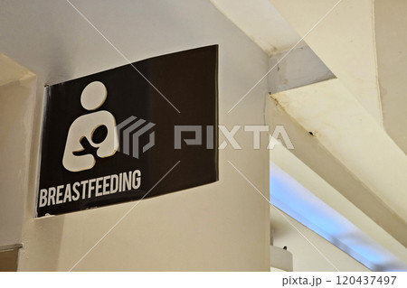 Close up breastfeeding room sign. 120437497