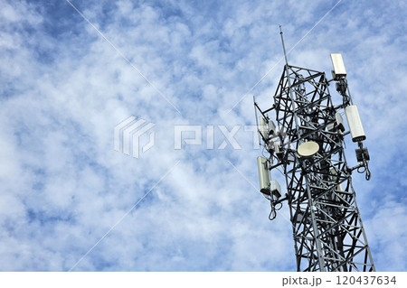 Cellular Radio Tower with Cloudy Sky. Cellular Radio Tower with Cloudy Sky. 120437634