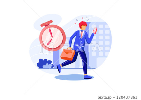 Businessmen go to work, the late person using a smartphone Businessmen go to work, the late person using a smartphone 120437863