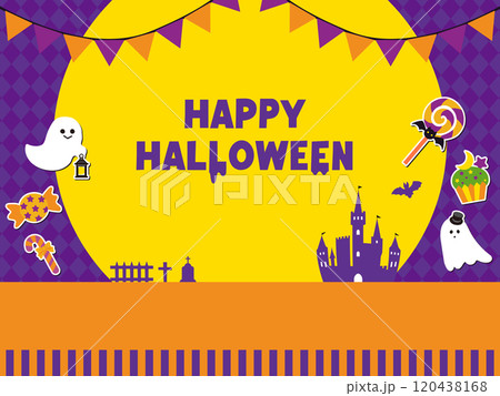 おばけとお菓子のハロウィンバナー背景_イラスト 120438168