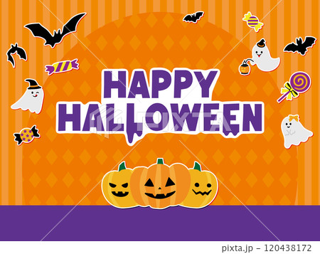 ハロウィンのステッカーバナーイラスト背景_イラスト ハロウィンのステッカーバナーイラスト背景_イラスト 120438172