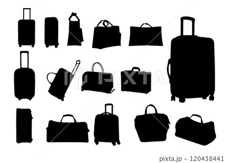 Collection of bag and suitcase silhouette templates. Editable vector illustration in EPS.10 120438441