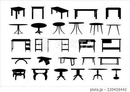 Collection of table silhouette templates. Editable vector illustration in EPS.10 120438442
