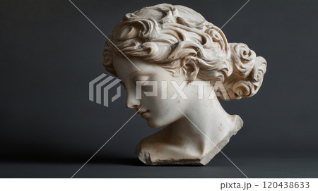 ギリシャ彫刻の美少女の横顔をクローズアップでリアルに描いたAI生成
