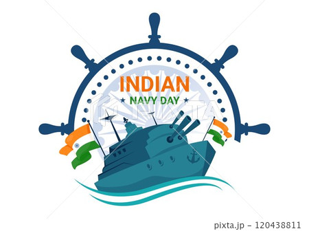 Indian Navy Day Vector Illustration on December 4, Featuring Fighter Ships, Saluting Soldiers, and Military Appreciation in a Flat Style Background Indian Navy Day Vector Illustration on December 4, Featuring Fighter Ships, Saluting Soldiers, and Military Appreciation in a Flat Style Background 120438811