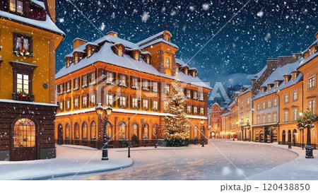 雪が降る、クリスマスの風景 120438850