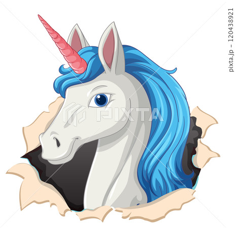 Magical Unicorn Emerging from Paper 120438921