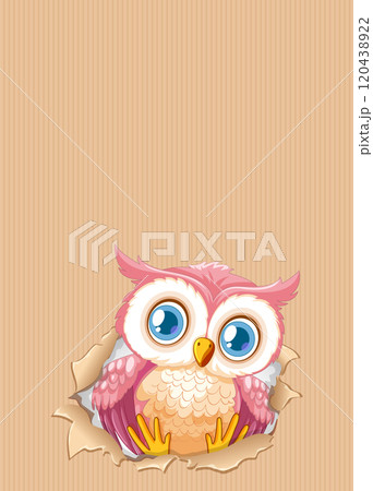 Cute Owl Peeking Through Paper 120438922