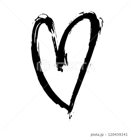 Hand Drawn Dry Brush Heart Illustration. Hand Drawn Dry Brush Heart Illustration. 120439141