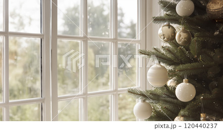 クリスマス　クリスマスツリー  キラキラ煌めく背景イメージ 120440237