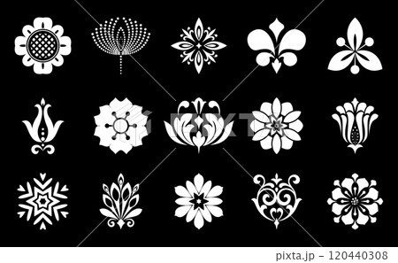 Flower icons set. Isolated elements for design. Vector graphics. 120440308