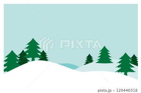雪の積もった冬の森のイラスト背景素材 120440318