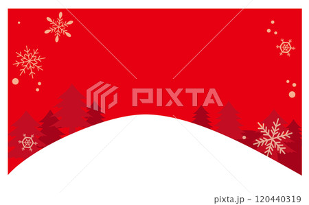 雪の積もった冬の森のイラスト背景素材 120440319