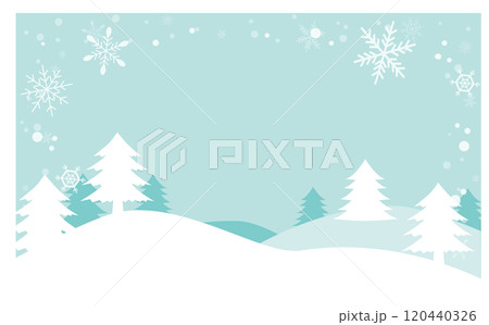 雪の積もった冬の森のイラスト背景素材 雪の積もった冬の森のイラスト背景素材 120440326