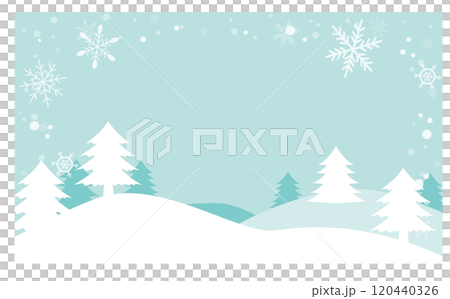 雪の積もった冬の森のイラスト背景素材 雪の積もった冬の森のイラスト背景素材 120440326