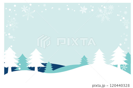雪の積もった冬の森のイラスト背景素材 雪の積もった冬の森のイラスト背景素材 120440328