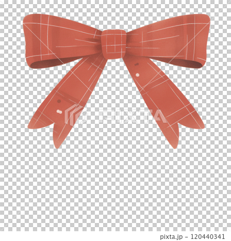 A beautifully designed red bow with a plaid pattern, perfect for holiday decorations or gift wrapping. 120440341