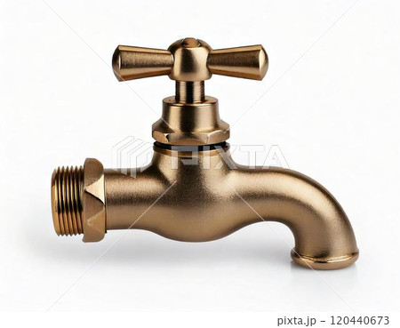 Vintage bronze faucet isolated on a white background for industrial design concepts. 120440673