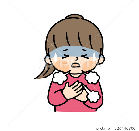 息苦しさを感じる女の子のイラスト 120440806