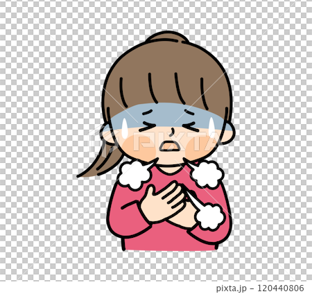 息苦しさを感じる女の子のイラスト 120440806