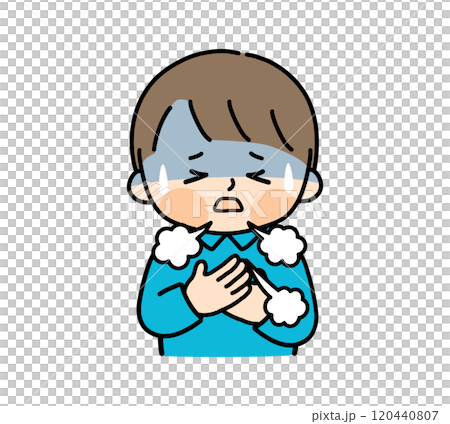 Illustration of a child feeling short of breath 120440807