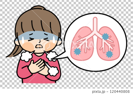 Illustration material of pneumonia symptoms including people 120440808