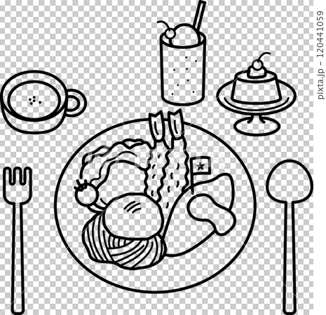 兒童午餐插畫僅限線描 120441059